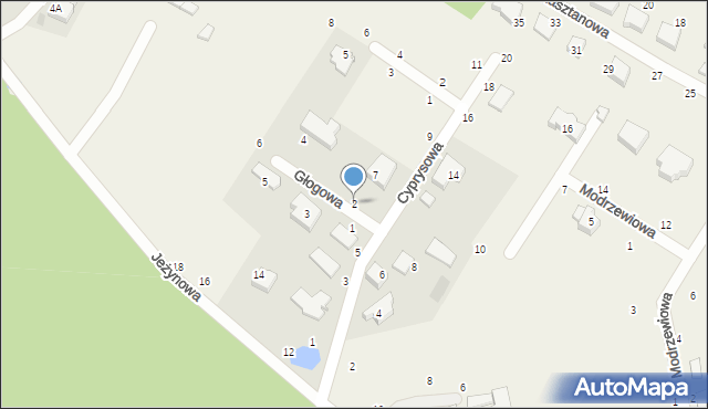 Łężyce, Głogowa, 2, mapa Łężyce