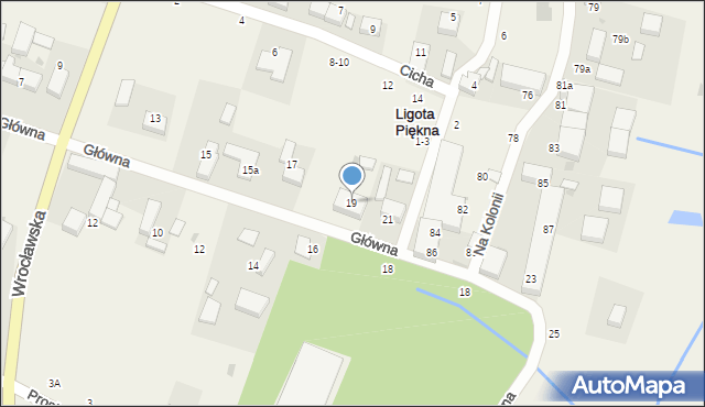 Ligota Piękna, Główna, 19, mapa Ligota Piękna