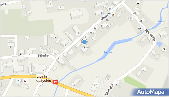 Lipinki Łużyckie, Główna, 6, mapa Lipinki Łużyckie