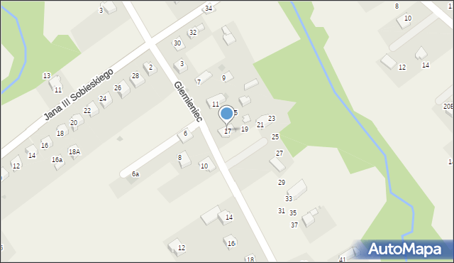 Łodygowice, Glemieniec, 17, mapa Łodygowice