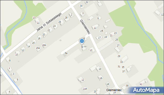 Łodygowice, Glemieniec, 8, mapa Łodygowice