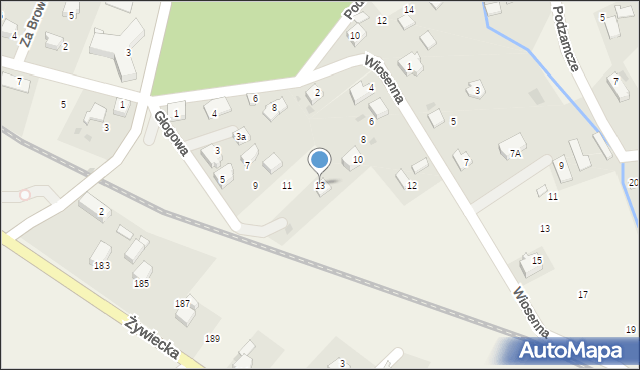 Łodygowice, Głogowa, 13, mapa Łodygowice