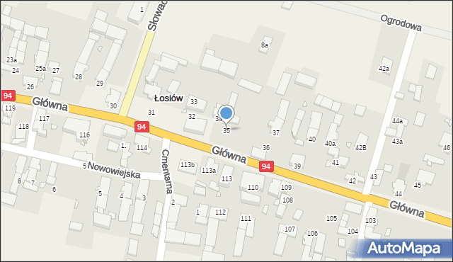 Łosiów, Główna, 35, mapa Łosiów