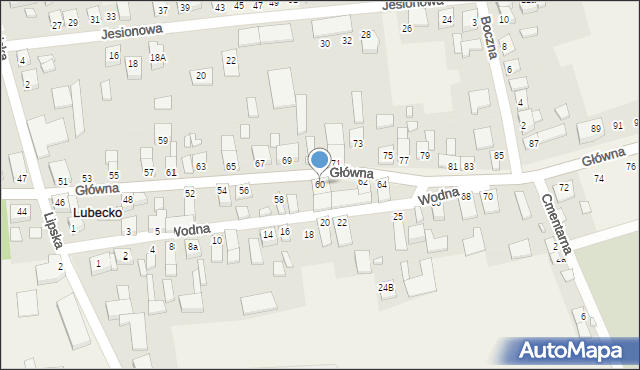 Lubecko, Główna, 60, mapa Lubecko
