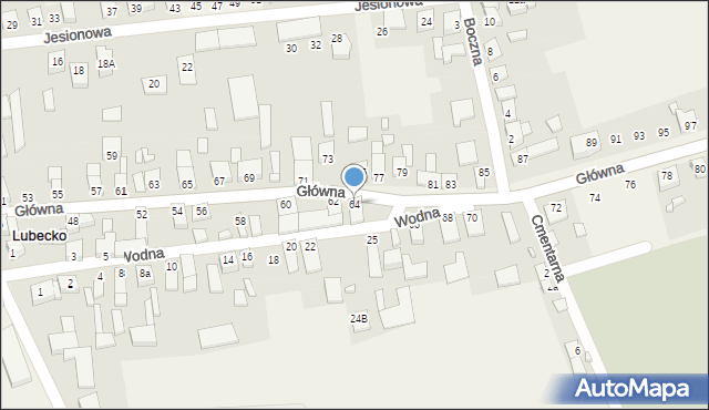 Lubecko, Główna, 64, mapa Lubecko