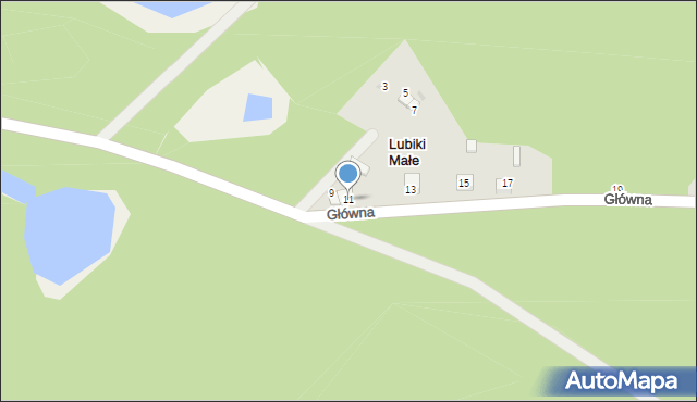 Lubiki Małe, Główna, 11, mapa Lubiki Małe