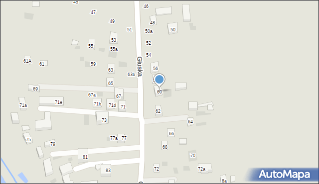 Lublin, Głuska, 60, mapa Lublina