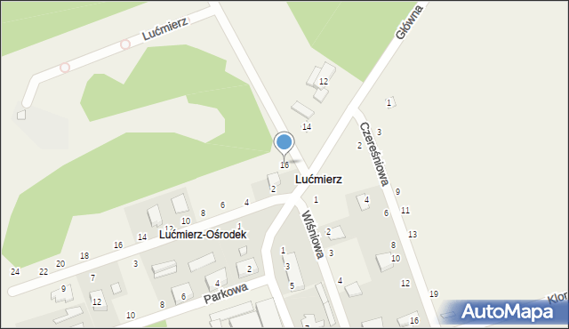 Lućmierz, Główna, 16, mapa Lućmierz