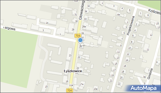 Łyszkowice, Głowackiego Bartosza, 26, mapa Łyszkowice