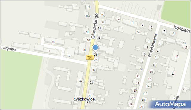 Łyszkowice, Głowackiego Bartosza, 28, mapa Łyszkowice