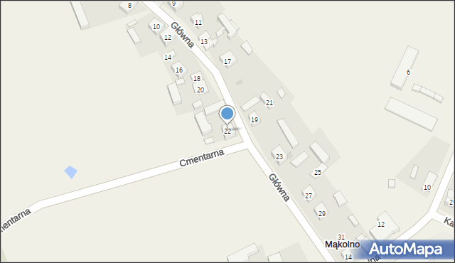 Mąkolno, Główna, 22, mapa Mąkolno