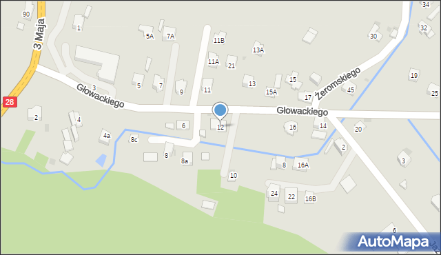 Maków Podhalański, Głowackiego, 12, mapa Maków Podhalański