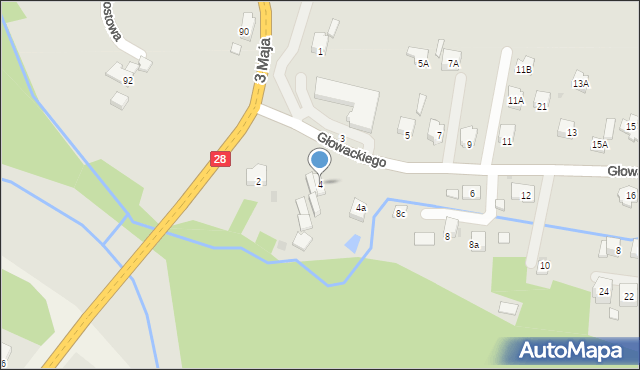 Maków Podhalański, Głowackiego, 4, mapa Maków Podhalański