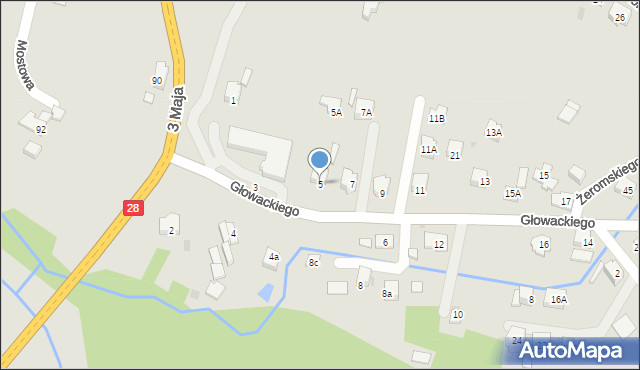 Maków Podhalański, Głowackiego, 5, mapa Maków Podhalański