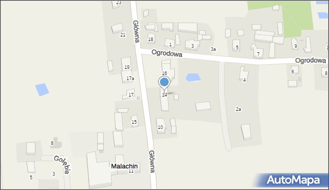 Malachin, Główna, 14, mapa Malachin