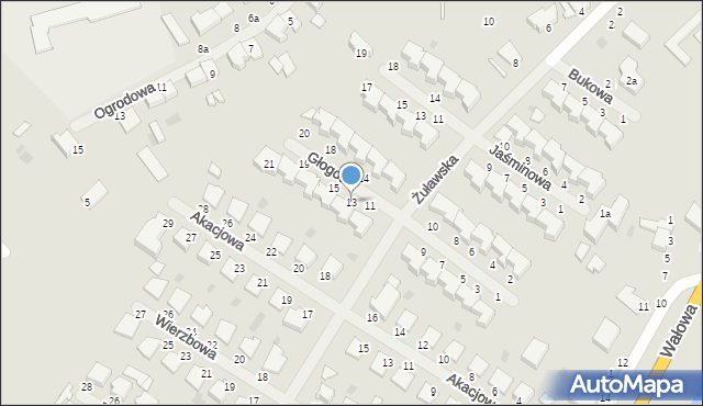 Malbork, Głogowa, 13, mapa Malborka