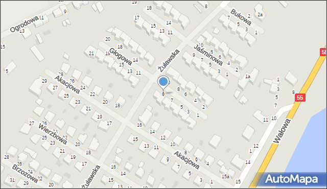 Malbork, Głogowa, 9, mapa Malborka