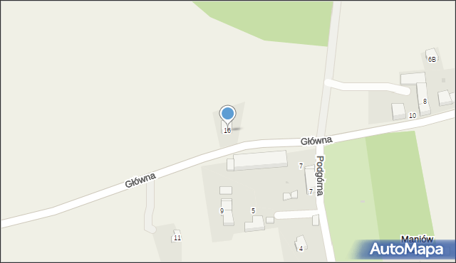 Maniów Mały, Główna, 16, mapa Maniów Mały