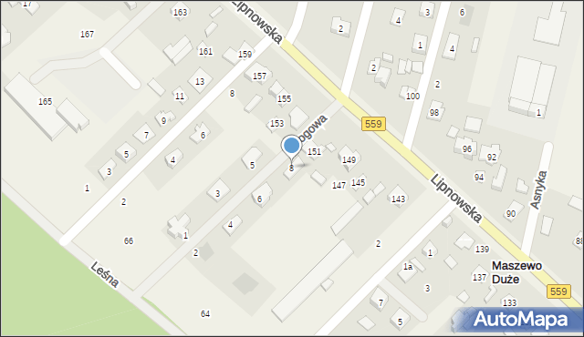 Maszewo Duże, Głogowa, 8, mapa Maszewo Duże