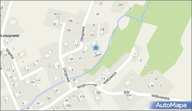 Meszna, Głogowa, 12e, mapa Meszna