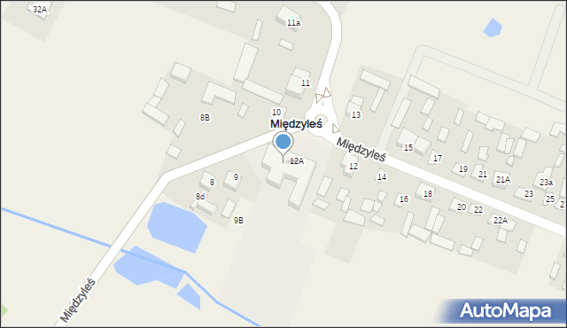 Międzyleś, Główna, 12, mapa Międzyleś