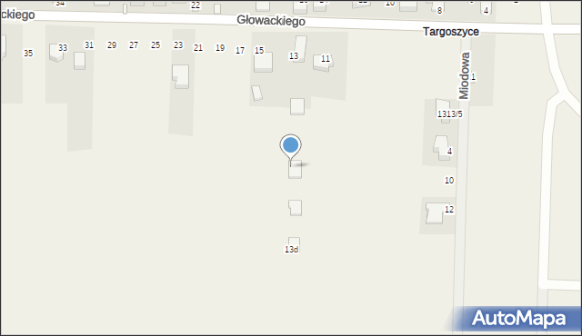 Mierzęcice, Głowackiego, 13b, mapa Mierzęcice