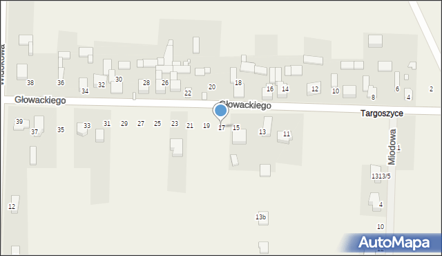 Mierzęcice, Głowackiego, 17, mapa Mierzęcice