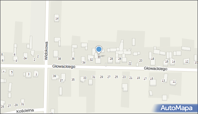 Mierzęcice, Głowackiego, 30, mapa Mierzęcice
