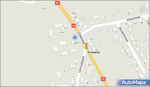 Mikołów, Gliwicka, 101, mapa Mikołów