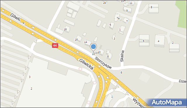Mikołów, Gliwicka, 12, mapa Mikołów