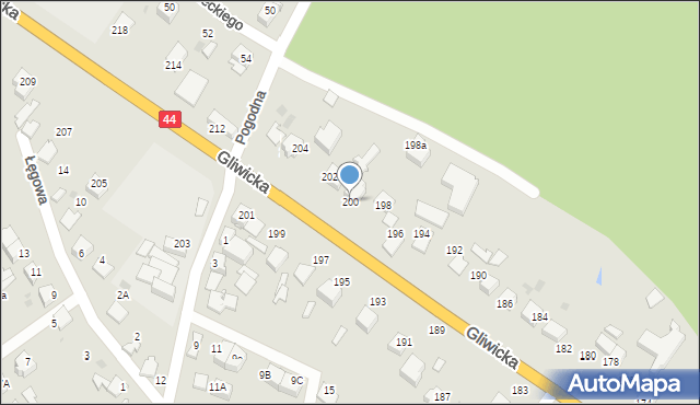 Mikołów, Gliwicka, 200, mapa Mikołów