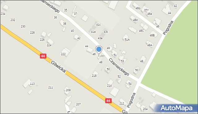 Mikołów, Gliwicka, 218a, mapa Mikołów