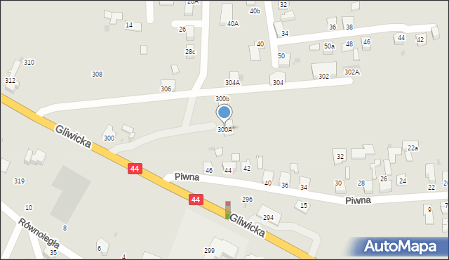 Mikołów, Gliwicka, 300A, mapa Mikołów