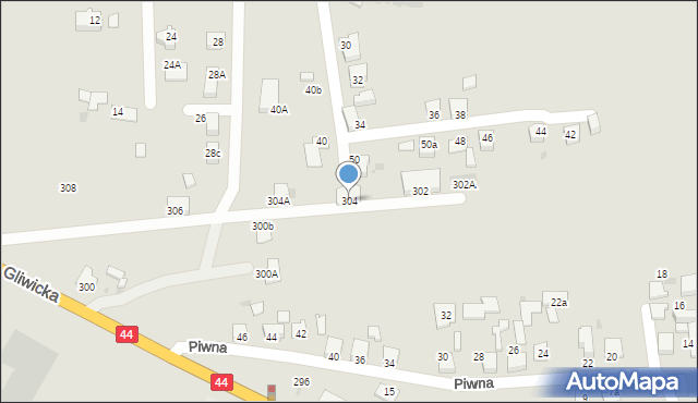 Mikołów, Gliwicka, 304, mapa Mikołów