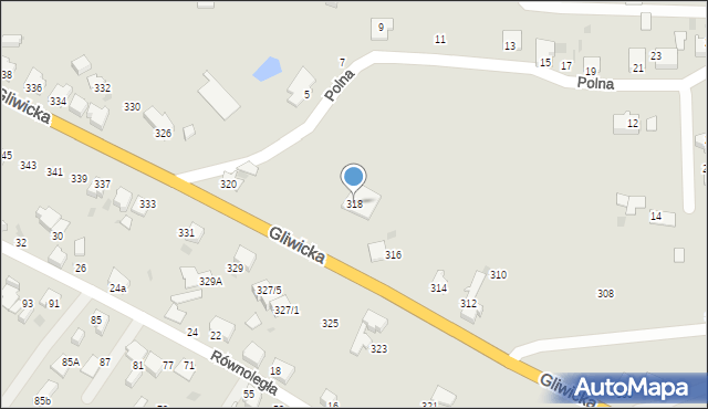 Mikołów, Gliwicka, 318, mapa Mikołów
