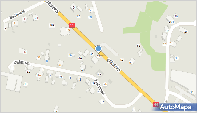 Mikołów, Gliwicka, 33, mapa Mikołów