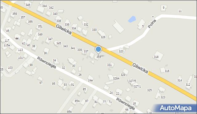 Mikołów, Gliwicka, 333, mapa Mikołów