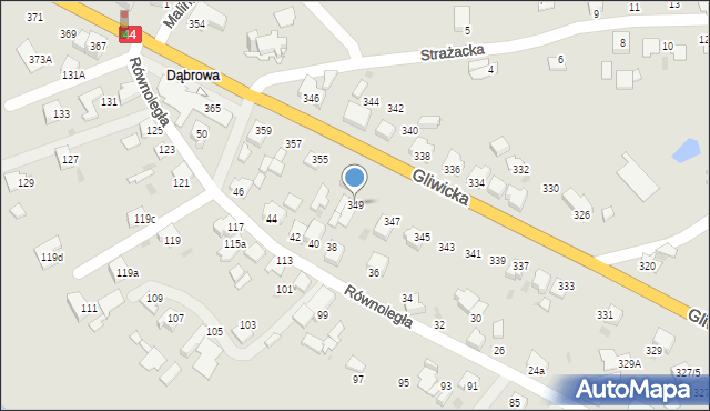 Mikołów, Gliwicka, 349, mapa Mikołów