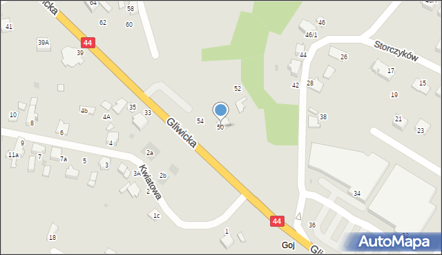 Mikołów, Gliwicka, 50, mapa Mikołów