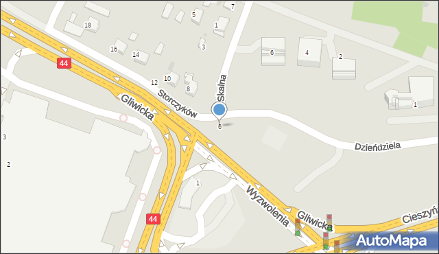 Mikołów, Gliwicka, 6, mapa Mikołów