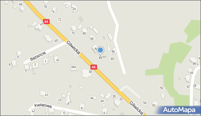 Mikołów, Gliwicka, 62, mapa Mikołów
