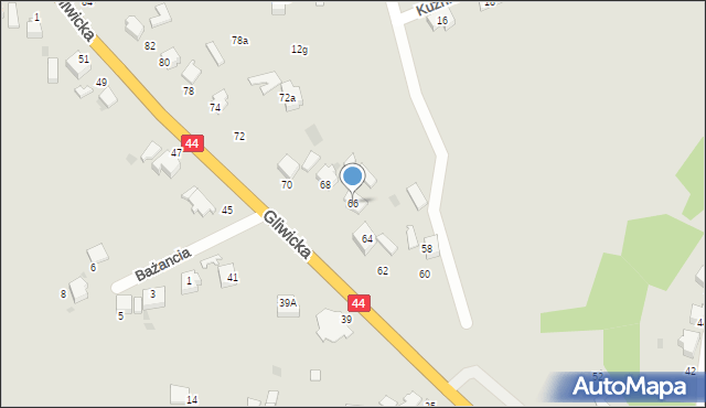 Mikołów, Gliwicka, 66, mapa Mikołów