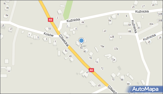 Mikołów, Gliwicka, 82, mapa Mikołów