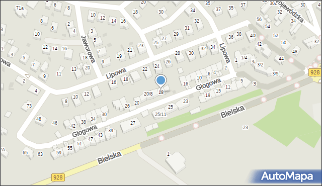 Mikołów, Głogowa, 18, mapa Mikołów