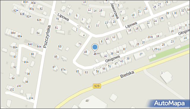 Mikołów, Głogowa, 46, mapa Mikołów