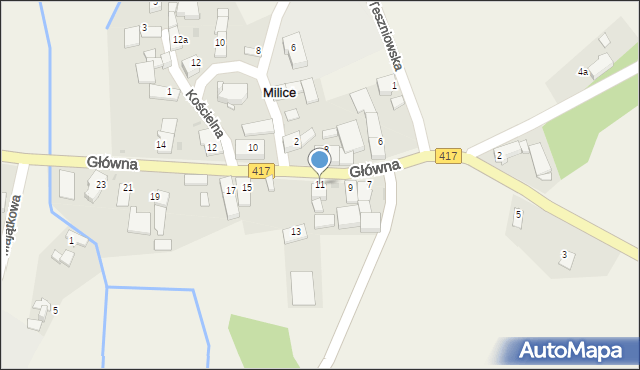 Milice, Główna, 11, mapa Milice