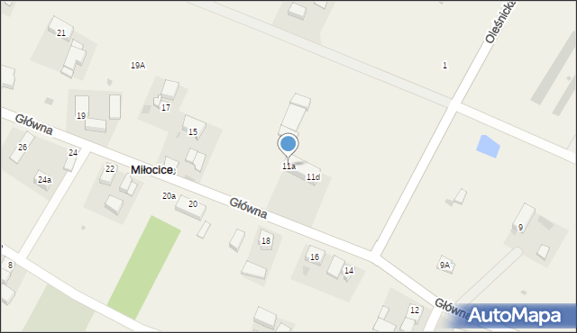 Miłocice, Główna, 11a, mapa Miłocice
