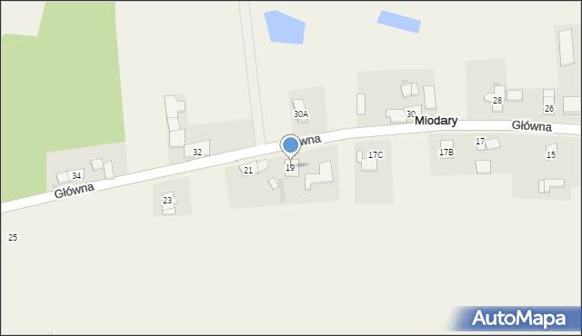 Miodary, Główna, 19, mapa Miodary