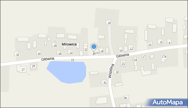 Mirowice, Główna, 20, mapa Mirowice