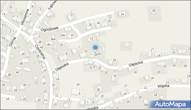 Myślachowice, Głęboka, 13, mapa Myślachowice